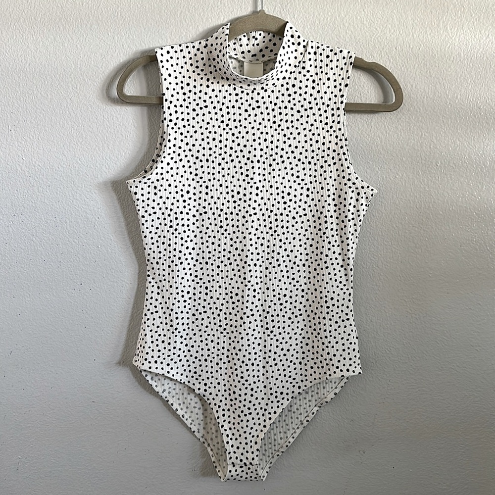 H&M Body Suit - White Polkadot Short Sleeve